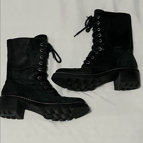 Donald J. Pliner Shoes - Donald J Pliner Black Leather Gita Side Zip Combat Boots